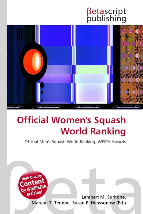 Offizielles Frauen-Squash-Weltranking. Abstrakte Illustration mit blauen und orangen Mustern.