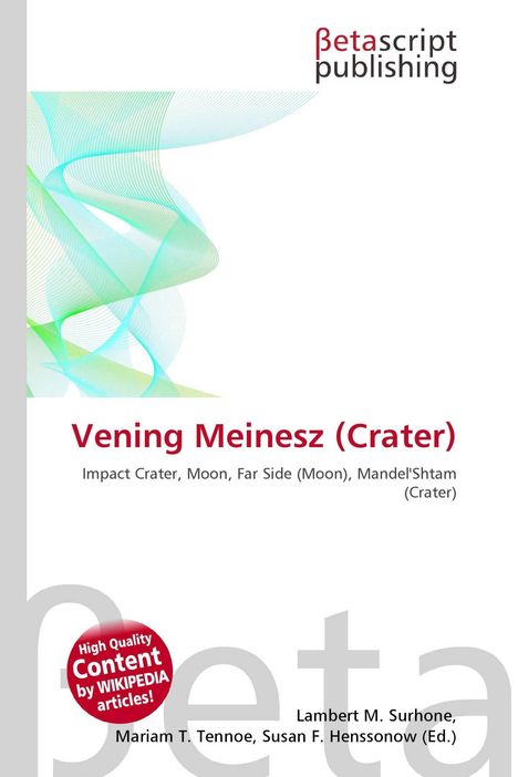 „Vening Meinesz (Crater)“ mit bunten, abstrakten Linien und dem Logo „Betascript publishing“.