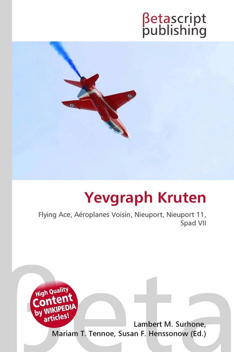 "Yevgraph Kruten" in roter Schrift. Oben links "Betascript publishing". Rotes Flugzeug mit blauem Rauch.