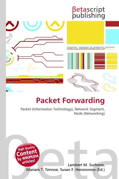 „Packet Forwarding“ und Namen der Autoren unten. Oben geometrische und farbige digitale Muster.