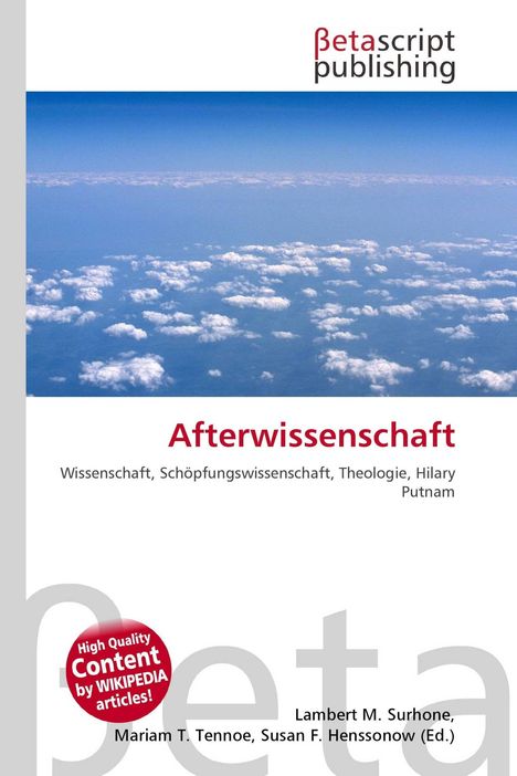 "Afterwissenschaft", Themen: Wissenschaft, Schöpfungswissenschaft, Theologie. Logo oben, Wolkenfoto darunter.