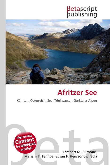 Logo von Betascript Publishing. Text: Afritzer See, Kärnten, Österreich, See, Trinkwasser, Gurktaler Alpen.
