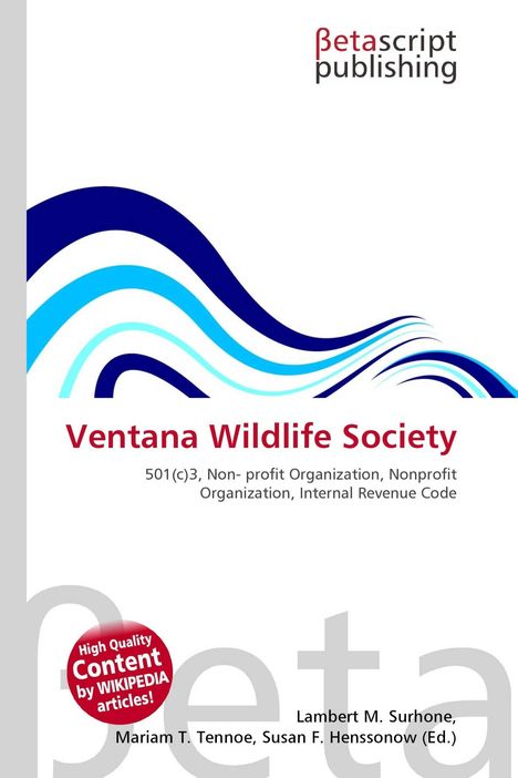 "Ventana Wildlife Society, 501(c)3 Nonprofit, High Quality Content by Wikipedia articles!" Text mit Linienmotiv.