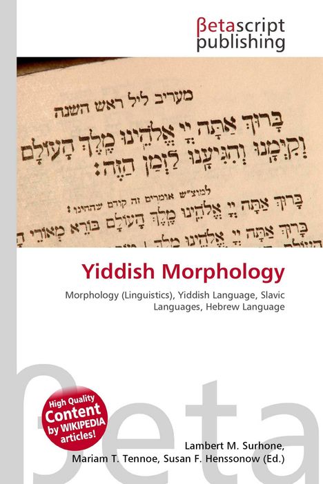 "Yiddish Morphology", darunter "Morphology (Linguistics), Yiddish Language, Slavic Languages, Hebrew Language". Oben ein Logo.