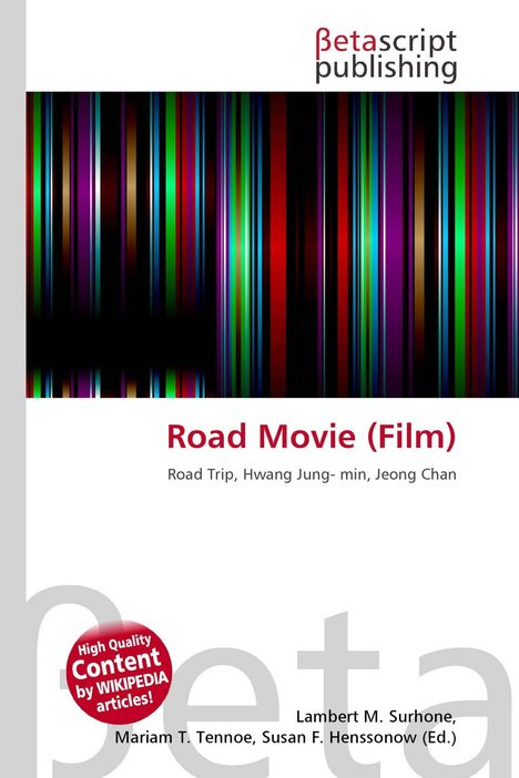"Road Movie (Film)" ist in Rot geschrieben. Bunte vertikale Streifen dominieren das Design.