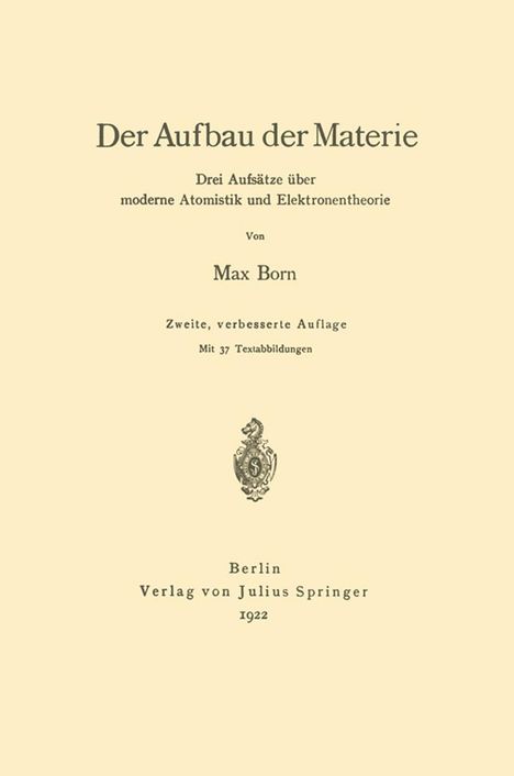 Max Born: Der Aufbau der Materie, Buch