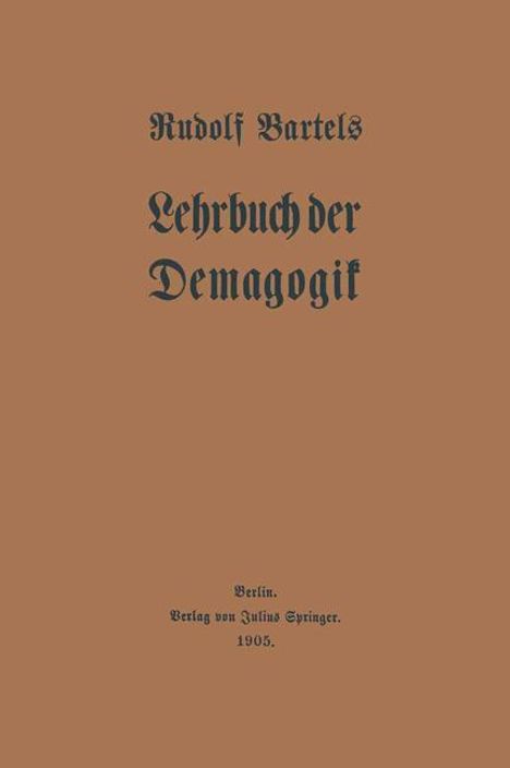 Rudolf Bartels: Lehrbuch der Demagogik, Buch