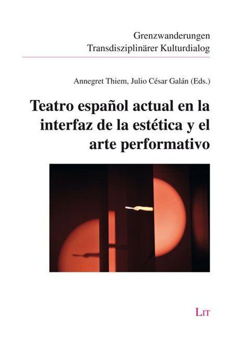 Titel: "Teatro español actual en la interfaz de la estética y el arte performativo". Abbildung von rot-schwarzen Formen.