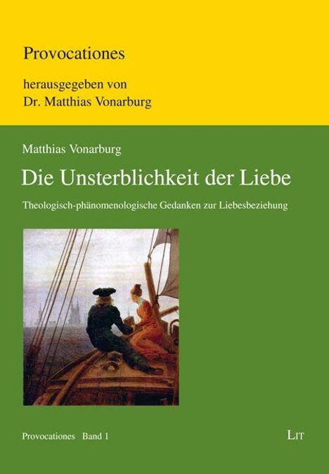 "Provocationes" steht oben, "Die Unsterblichkeit der Liebe" darunter. Kleines Gemälde mit zwei Personen im unteren Bereich.