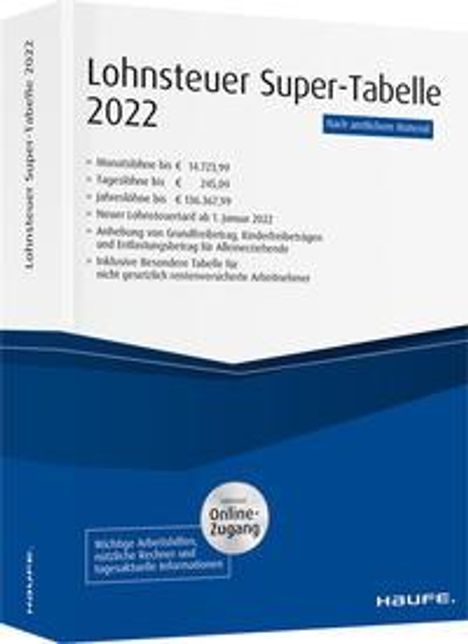 Lohnsteuer-Supertabelle 2022 - inkl. Onlinezugang, Buch