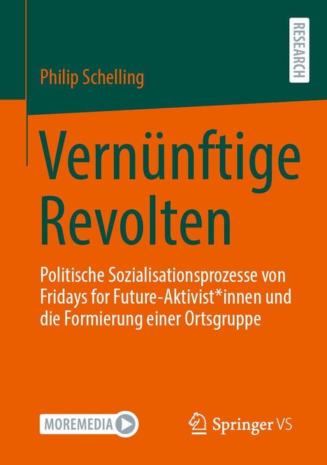 Philip Schelling, "Vernünftige Revolten", Sozialisation von Fridays for Future-Aktivist*innen. Logos von MOREMEDIA und Springer VS.
