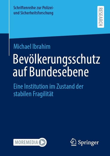 „Bevölkerungsschutz auf Bundesebene“ von Michael Ibrahim. Dominante Texte auf blauem Hintergrund mit Springer-Logo.