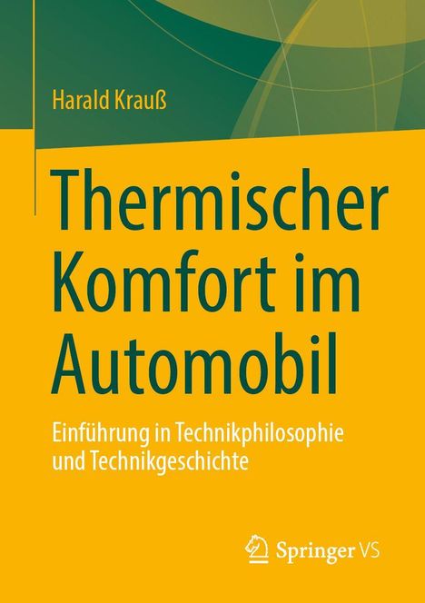 „Thermischer Komfort im Automobil“ von Harald Krauß. Ein Buchcover in Grün und Gelb mit Springer VS Logo.