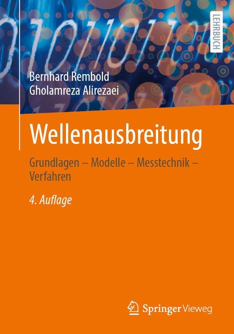 "Wellausbreitung" von Rembold & Alirezaei. Fachbuchcover, blaue Zahlen/Buchstaben im Hintergrund, orangefarbener Vordergrund.