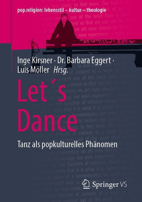 "Let’s Dance: Tanz als popkulturelles Phänomen". Rosa Silhouette einer sitzenden Person, modernes Design.