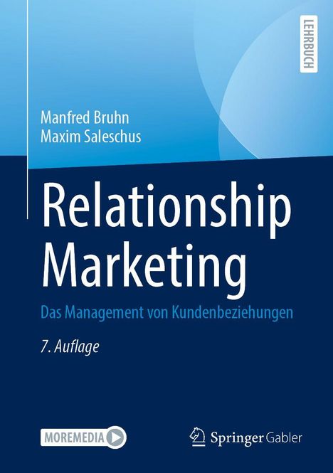 Text: "Manfred Bruhn, Maxim Saleschus, Relationship Marketing, Das Management von Kundenbeziehungen, 7. Auflage."  
Cover mit blauem Hintergrund.