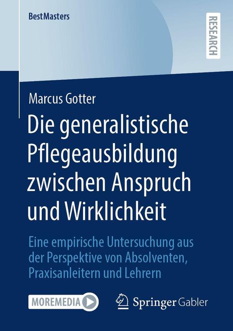 Cover mit dunkelblauem Hintergrund. Titel: "Die generalistische Pflegeausbildung zwischen Anspruch und Wirklichkeit".