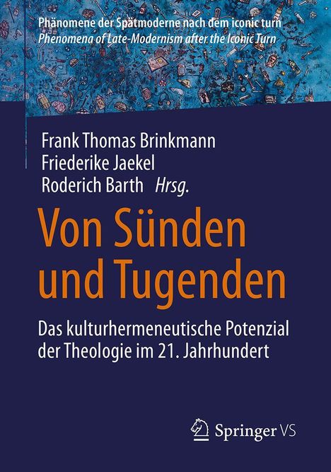 Cover-Text: "Von Sünden und Tugenden". Illustration mit blauen Tönen und feinen Details oben. Springer VS Logo unten.
