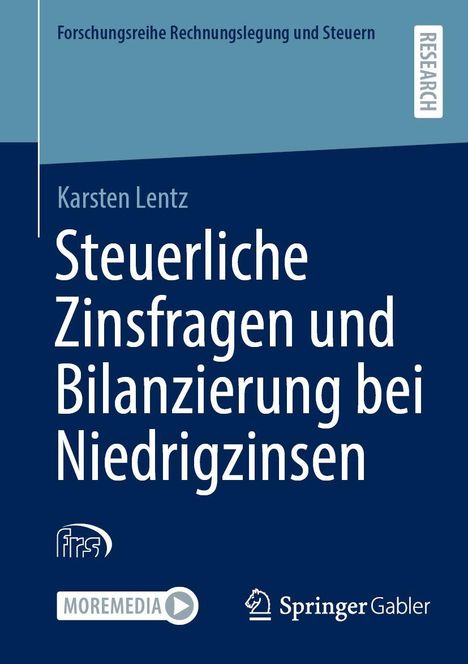 Titel: Steuerliche Zinsfragen und Bilanzierung bei Niedrigzinsen. Blaues Cover, Logos unten, Springer Gabler.
