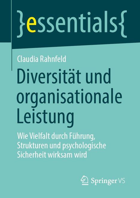 Claudia Rahnfeld: Diversität und organisationale Leistung. Logo von Springer VS. Aqua Hintergrund, moderne Typografie.