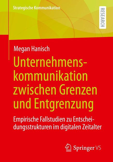 Titel: „Unternehmenskommunikation zwischen Grenzen und Entgrenzung“. Buchcover in Rot und Gelb.