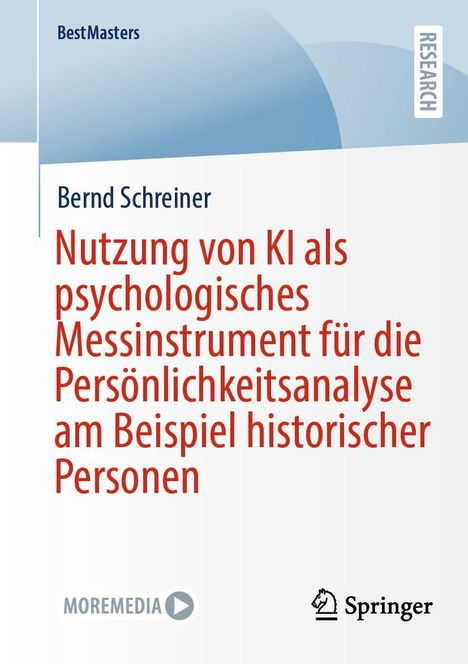 Titel: "Nutzung von KI als psychologisches Messinstrument..." von Bernd Schreiner; Logo von Springer.