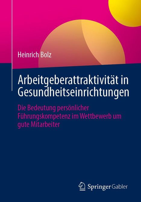 "Heinrich Bolz: Arbeitgeberattraktivität in Gesundheitseinrichtungen. Bedeutsamkeit von Führungskompetenz. Logo unten rechts."