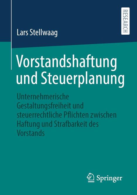 „Vorstandshaftung und Steuerplanung“ von Lars Stellwaag, Thema: Unternehmenspflichten, Springer-Logo unten rechts.