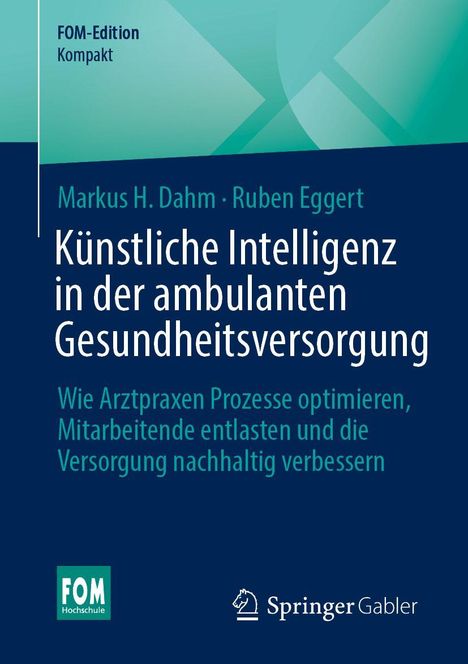 Buchtitel: "Künstliche Intelligenz in der ambulanten Gesundheitsversorgung". Blau-türkise Farbgestaltung mit drei Logos.