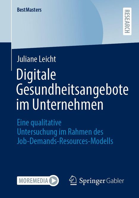Der Text zeigt Titel und Autor eines Buches über digitale Gesundheitsangebote in Unternehmen, inkl. Verlagslogos unten.
