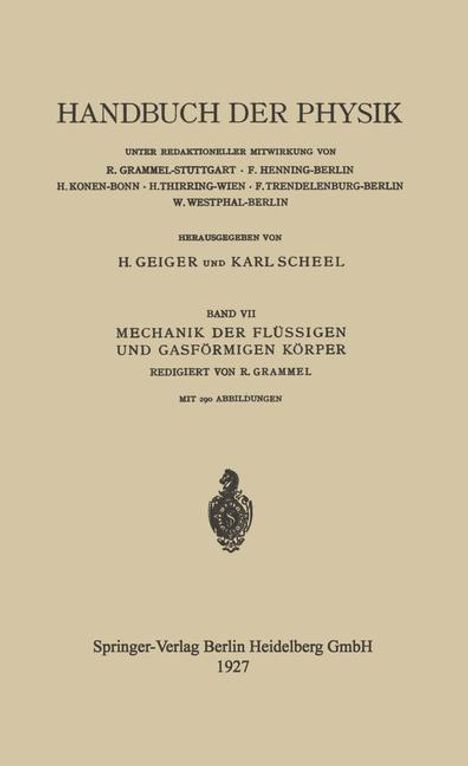 Jakob Ackeret: Mechanik der Flüssigen und Gasförmigen Körper, Buch
