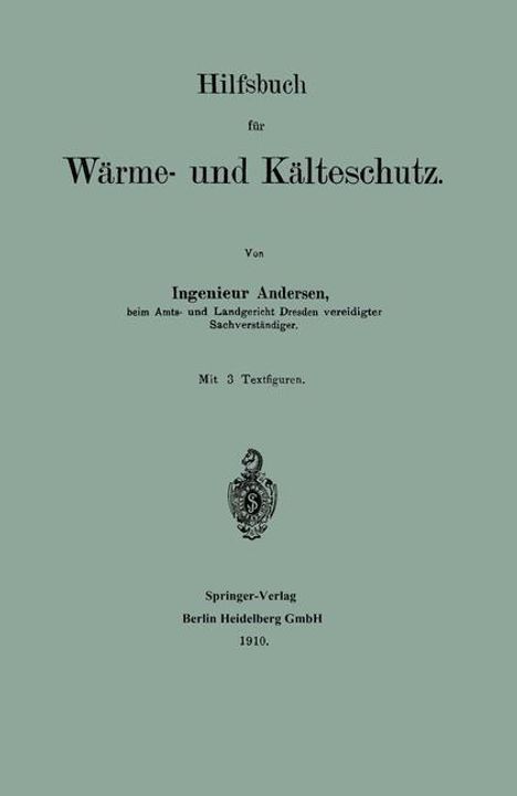 Andreas Andersen: Hilfsbuch für Wärme- und Kälteschutz, Buch