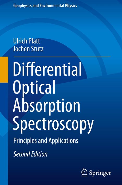 Buchtitel: "Differential Optical Absorption Spectroscopy". Autoren: Ulrich Platt, Jochen Stutz. Blaues Cover, Springer-Logo.