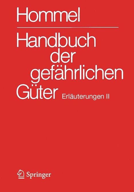 "Himmel - Handbuch der gefährlichen Güter. Erläuterungen II" in weißer Schrift auf rotem Hintergrund. Springer-Logo.