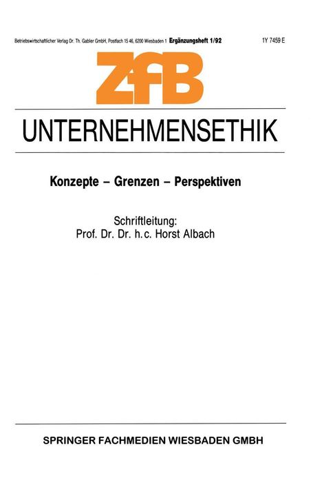Horst Albach: Unternehmensethik, Buch
