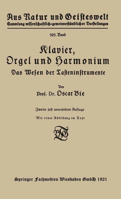 Oscar Bie: Klavier, Orgel und Harmonium, Buch