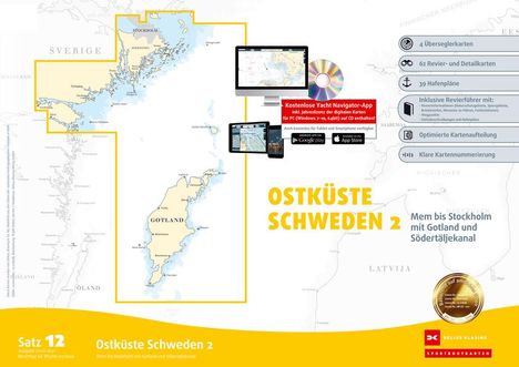 Sportbootkarten Satz 12: Ostküste Schweden 2 (Ausgabe 2020/2, Karten