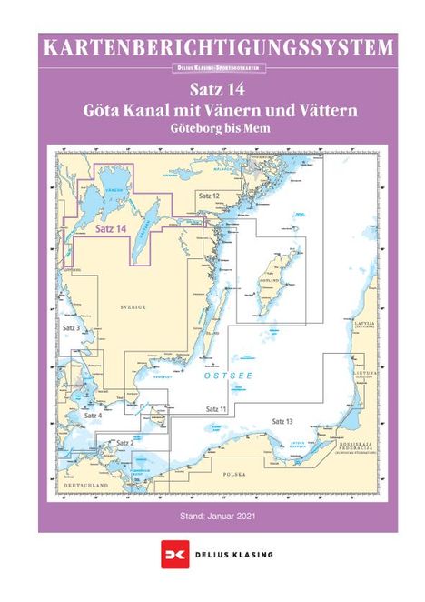 Berichtigung Sportbootkarten Satz 14: Götakanal mit Vänern u, Karten