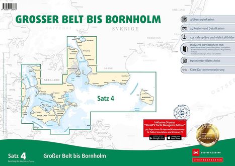 Sportbootkarten Satz 4: Großer Belt bis Bornholm (Ausgabe 2024), Karten