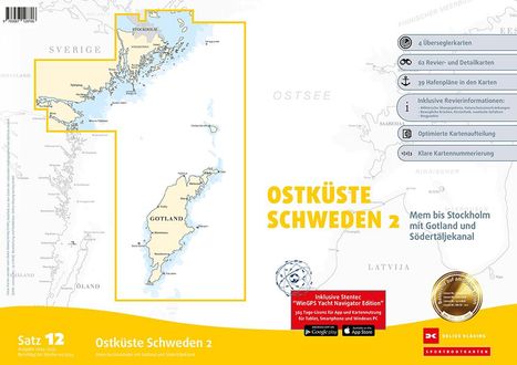 Sportbootkarten Satz 12: Ostküste Schweden 2 (Ausgabe 2024/2025), Karten