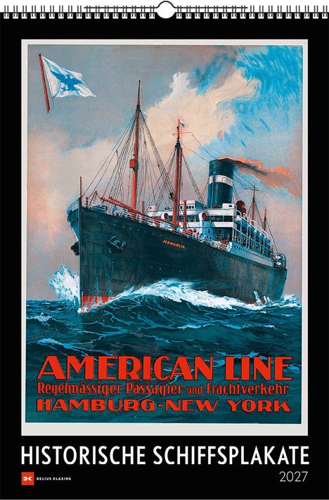 AMERICAN LINE. Regelmäßiger Passagier- und Frachtverkehr. Hamburg-New York. Historische Schiffsplakate 2027.