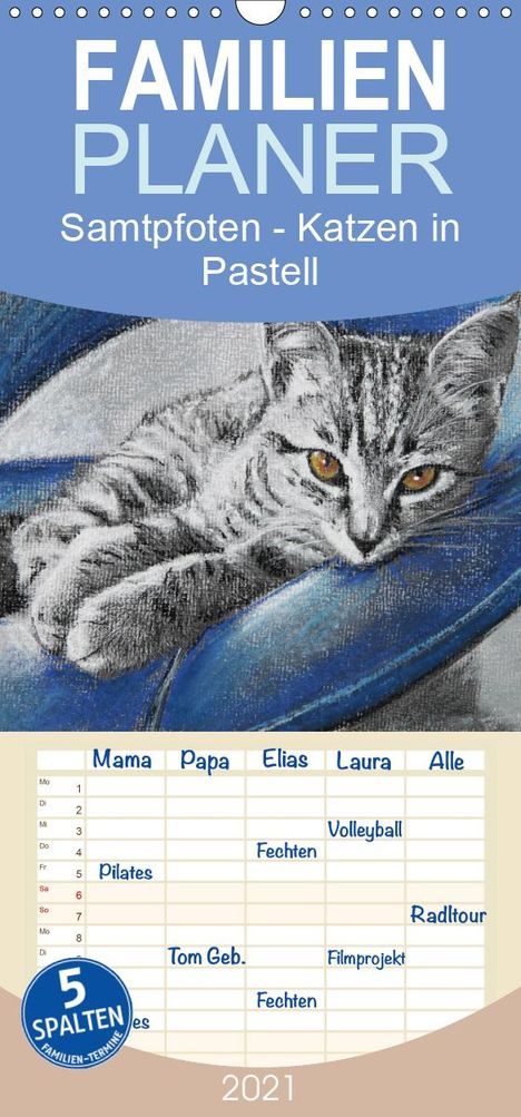 Uschi Felix: Felix, U: Samtpfoten - Katzen in Pastell - Familienplaner ho, Kalender