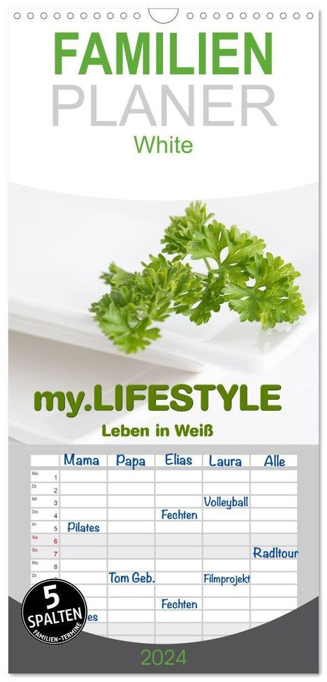 Marion Krätschmer: Familienplaner 2024 - my.LIFESTYLE - Leben in Weiß mit 5 Spalten (Wandkalender, 21 x 45 cm) CALVENDO, Kalender