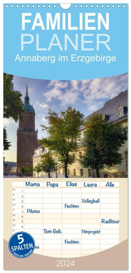 Matthias Bellmann: Familienplaner 2024 - Annaberg im Erzgebirge mit 5 Spalten (Wandkalender, 21 x 45 cm) CALVENDO, Kalender