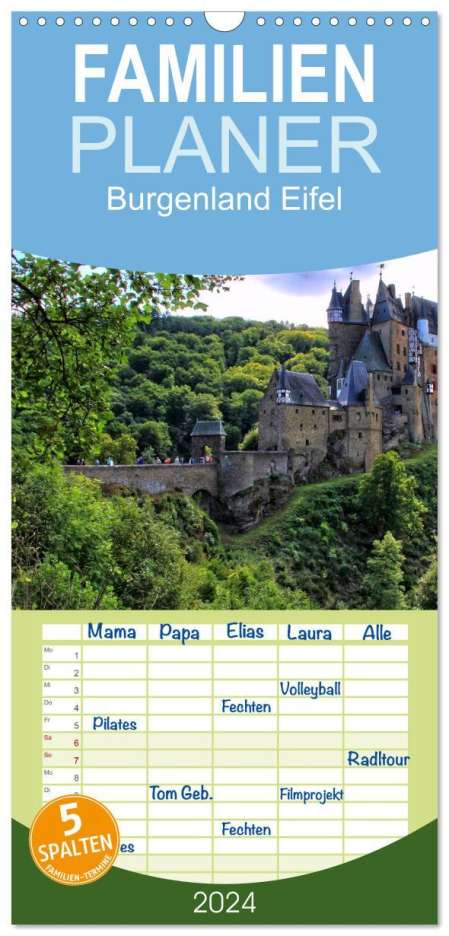 Arno Klatt: Familienplaner 2024 - Burgenland Eifel mit 5 Spalten (Wandkalender, 21 x 45 cm) CALVENDO, Kalender