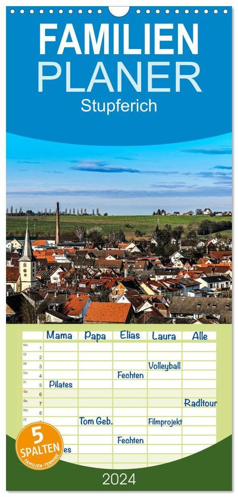 Klaus Eppele: Familienplaner 2024 - Stupferich mit 5 Spalten (Wandkalender, 21 x 45 cm) CALVENDO, Kalender