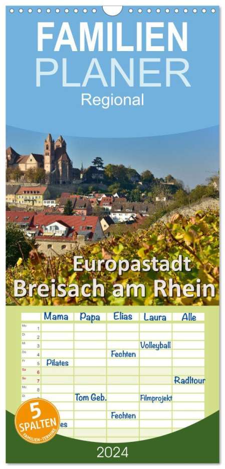 Dieter-M. Wilczek: Familienplaner 2024 - Europastadt Breisach am Rhein mit 5 Spalten (Wandkalender, 21 x 45 cm) CALVENDO, Kalender