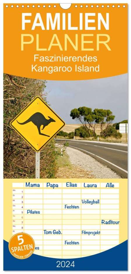 Silvia Drafz: Familienplaner 2024 - Faszinierendes Kangaroo Island mit 5 Spalten (Wandkalender, 21 x 45 cm) CALVENDO, Kalender
