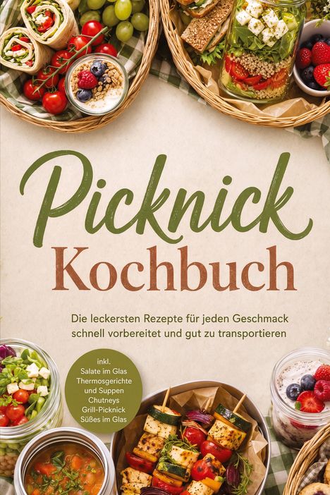 "Picknick Kochbuch: Die leckersten Rezepte schnell vorbereitet. Inkl. Salate, Suppen, Chutneys. Verschiedene Picknick-Leckereien."