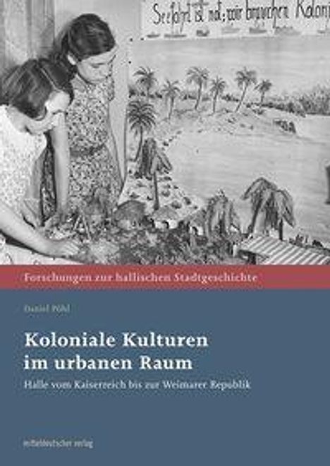 Oben: "So sieht es aus bei braven Kolon..."  
Buchcover: Schwarz-Weiß-Foto von Menschen, Palmen und Tieren.